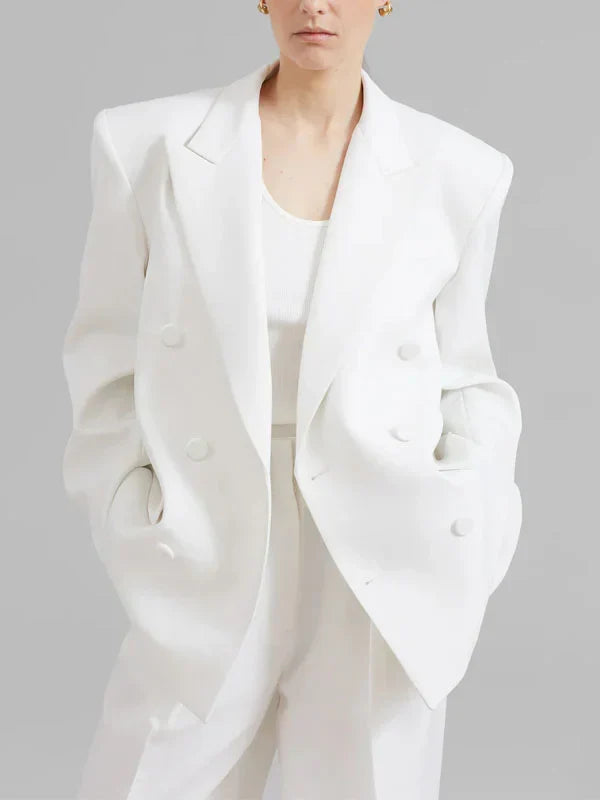 Ivano Milano™ | Oversized Double-Breasted White Blazer