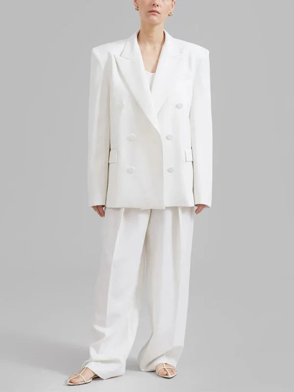 Ivano Milano™ | Oversized Double-Breasted White Blazer