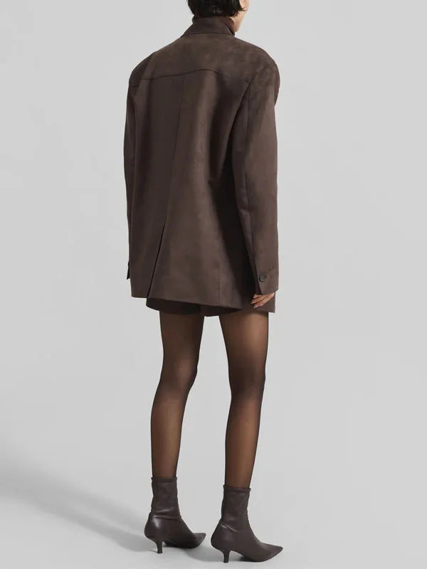Ivano Milano™ | Brown Suede Oversized Blazer