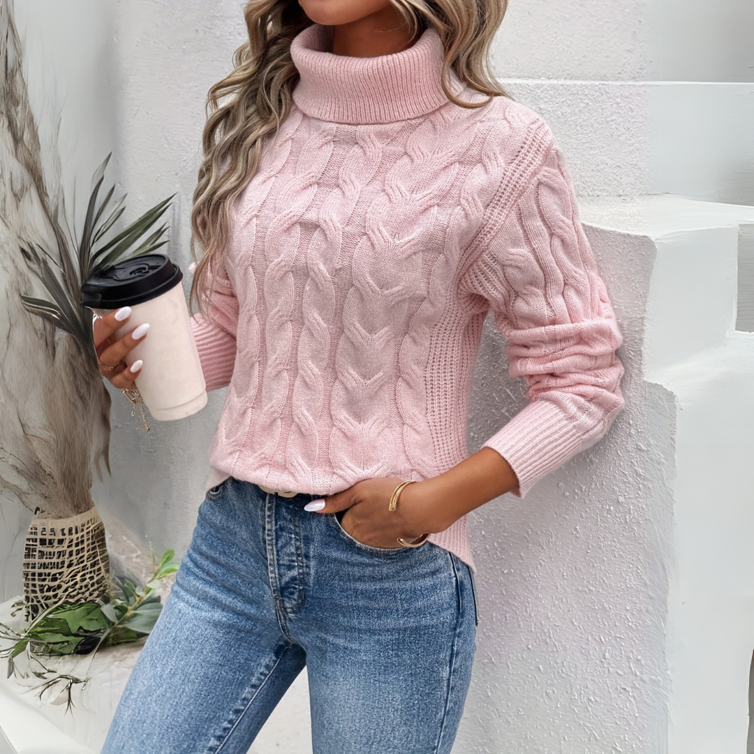 Amelia | Elegant High Neck Knitted Sweater