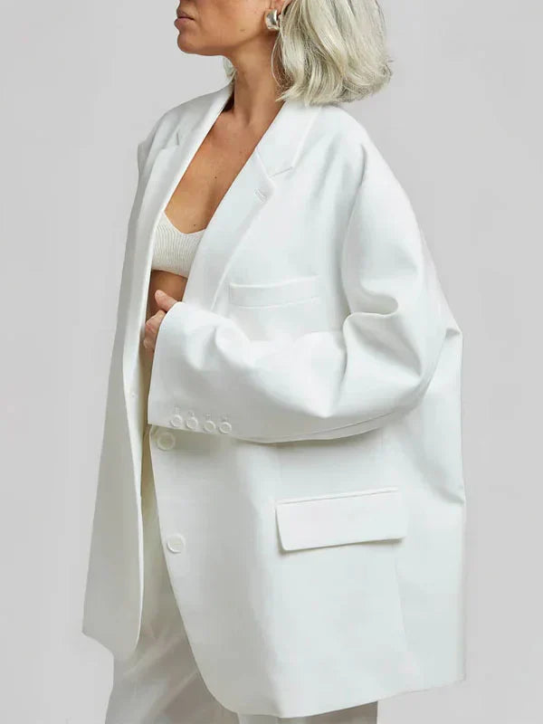 Ivano Milano™ | Oversized Clean-Line Blazer White