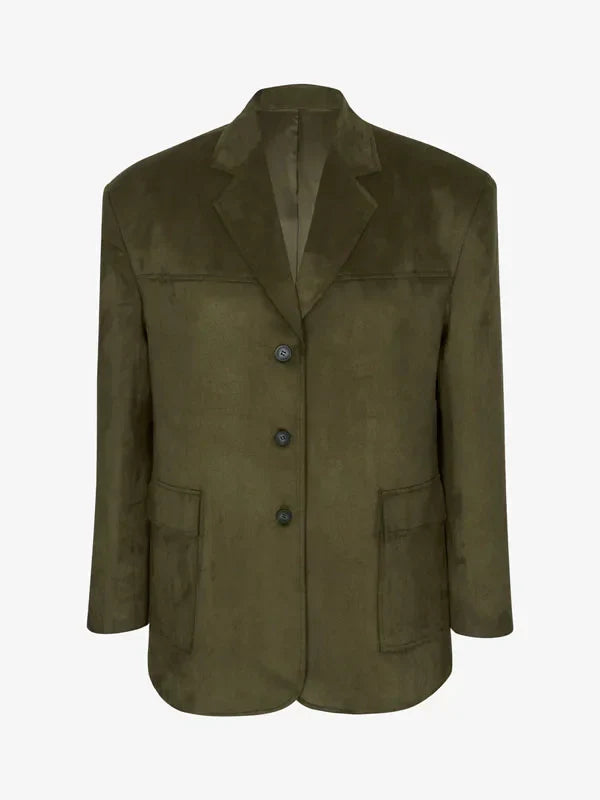 Ivano Milano™ | Oversized Blazer in Military Green Suede