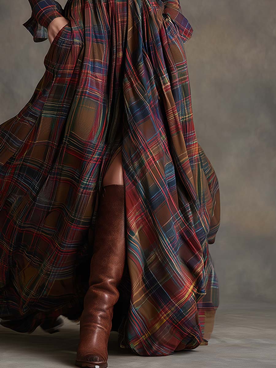 Giulietta - Maxi Check Shirt Dress with Belt