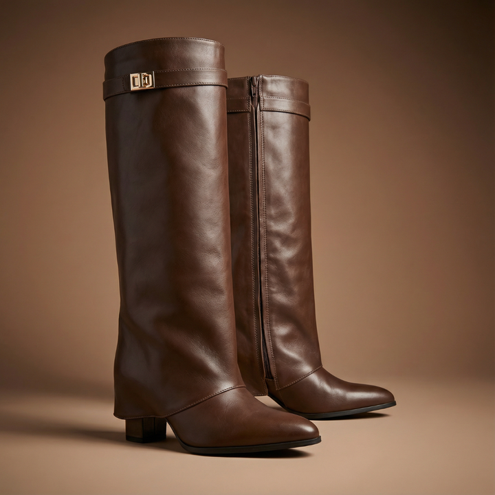 Luna | Leather Boots with Wide Shaft