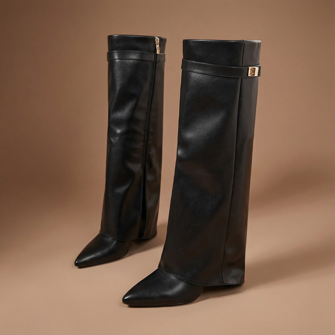 Luna | Leather Boots with Wide Shaft