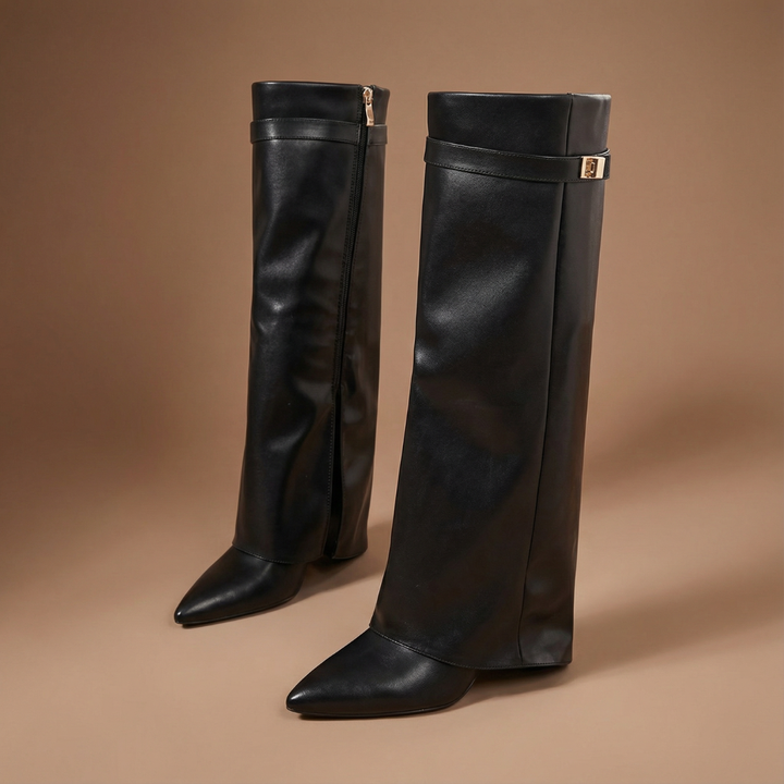 Luna | Leather Boots with Wide Shaft