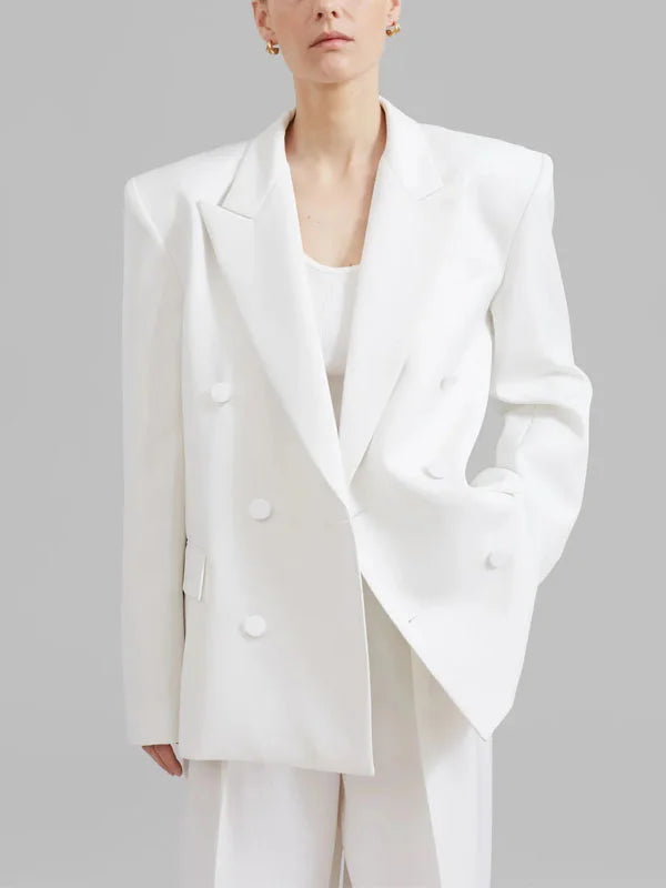 Ivano Milano™ | Oversized Double-Breasted White Blazer
