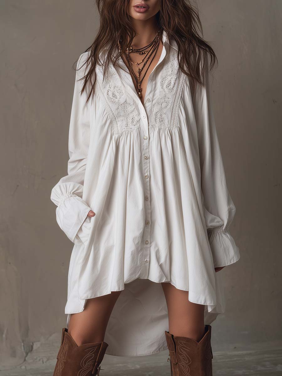 Retro-style Lace Mini Dress