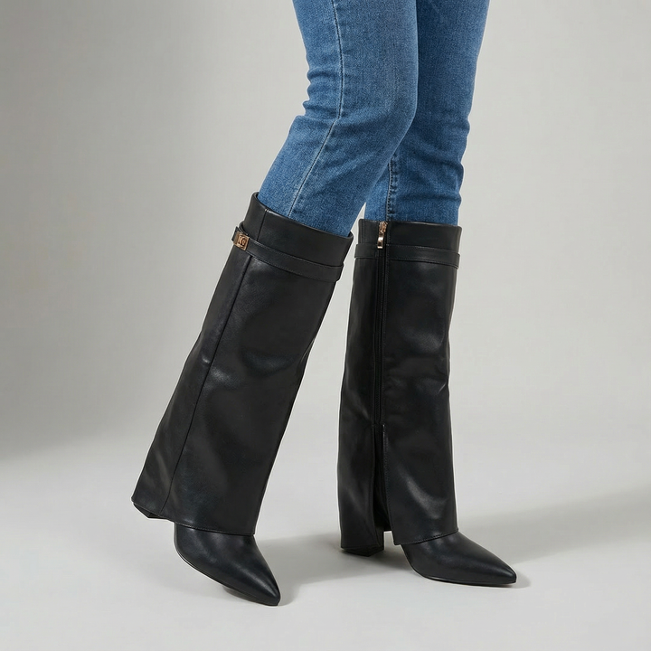 Luna | Leather Boots with Wide Shaft