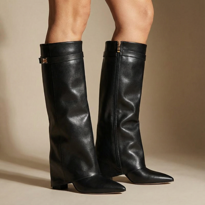 Luna | Leather Boots with Wide Shaft