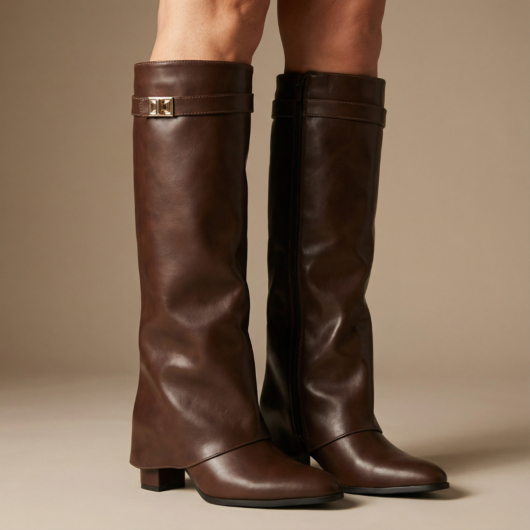 Luna | Leather Boots with Wide Shaft