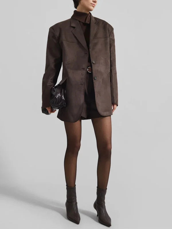 Ivano Milano™ | Brown Suede Oversized Blazer
