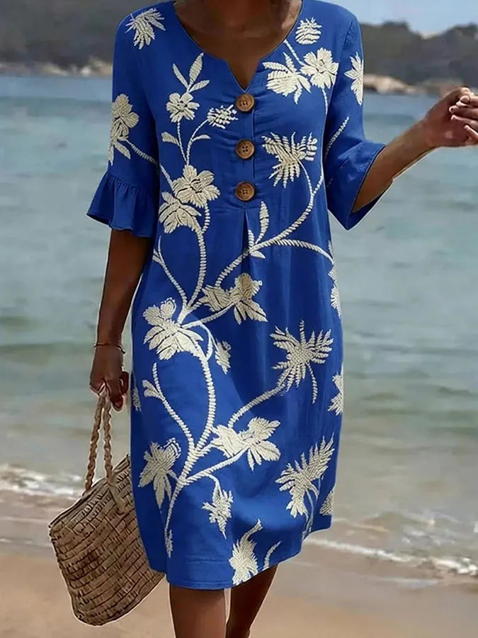 Women's Casual Dress with Floral Print.