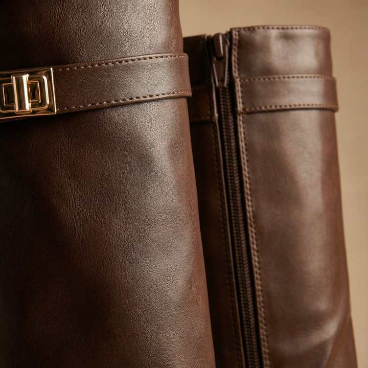 Luna | Leather Boots with Wide Shaft