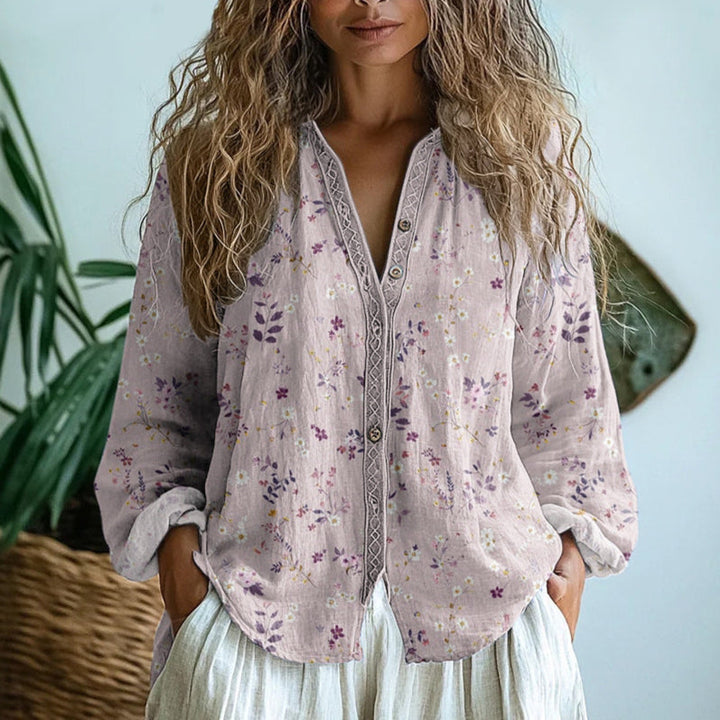 Rose™ I Vintage Leaf Print Blouse