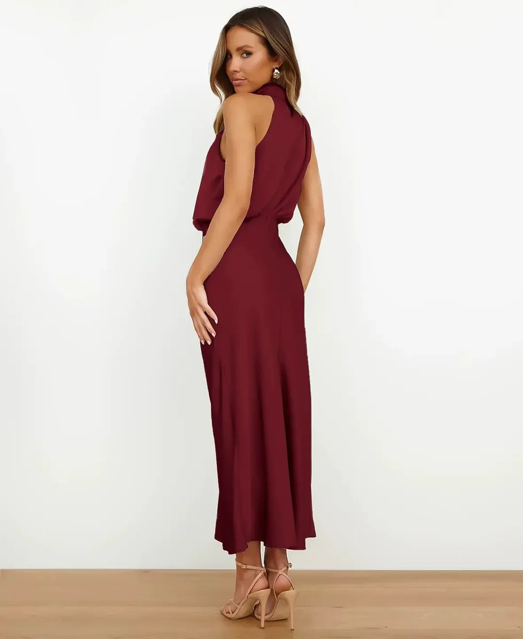 Sydney | Satin Halter Midi Dress