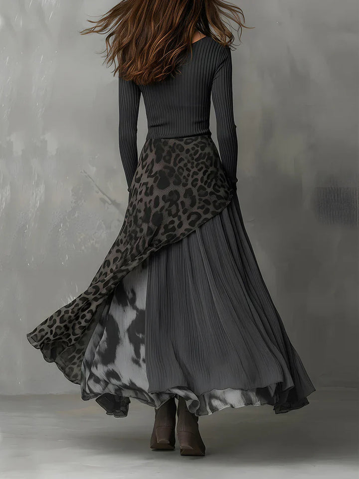 Mirexa | Leopard Print Striped Dress