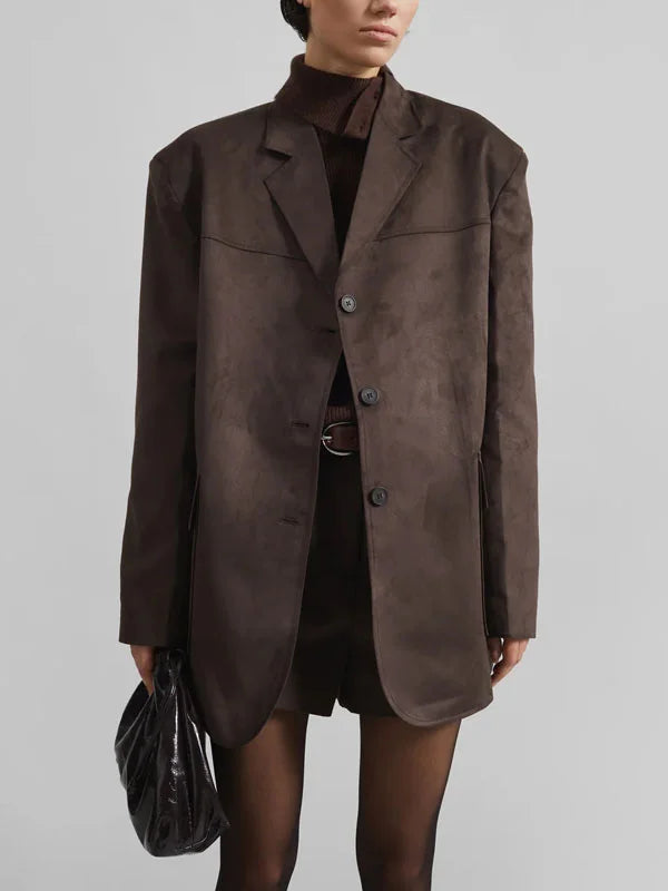 Ivano Milano™ | Brown Suede Oversized Blazer
