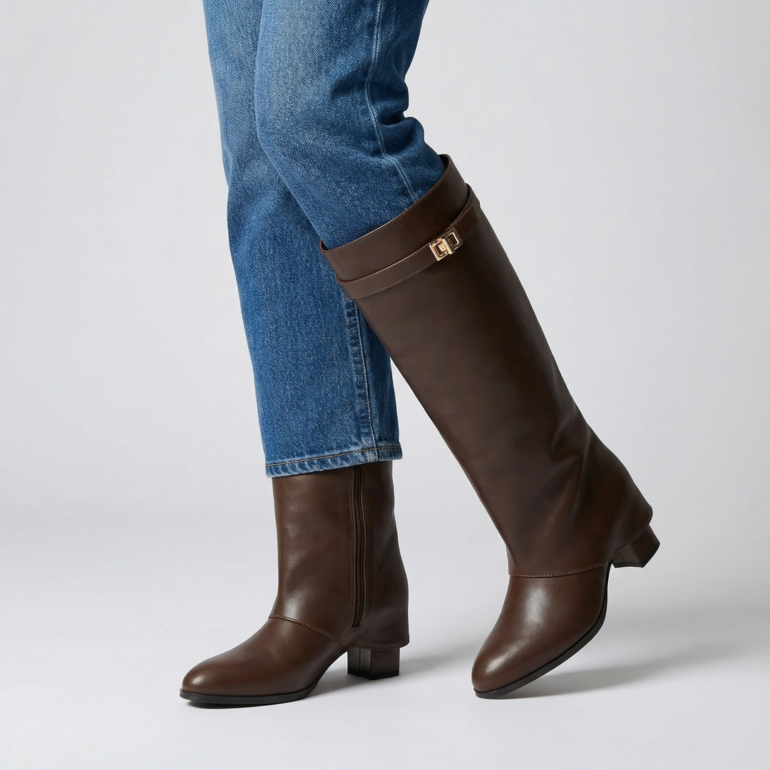 Luna | Leather Boots with Wide Shaft