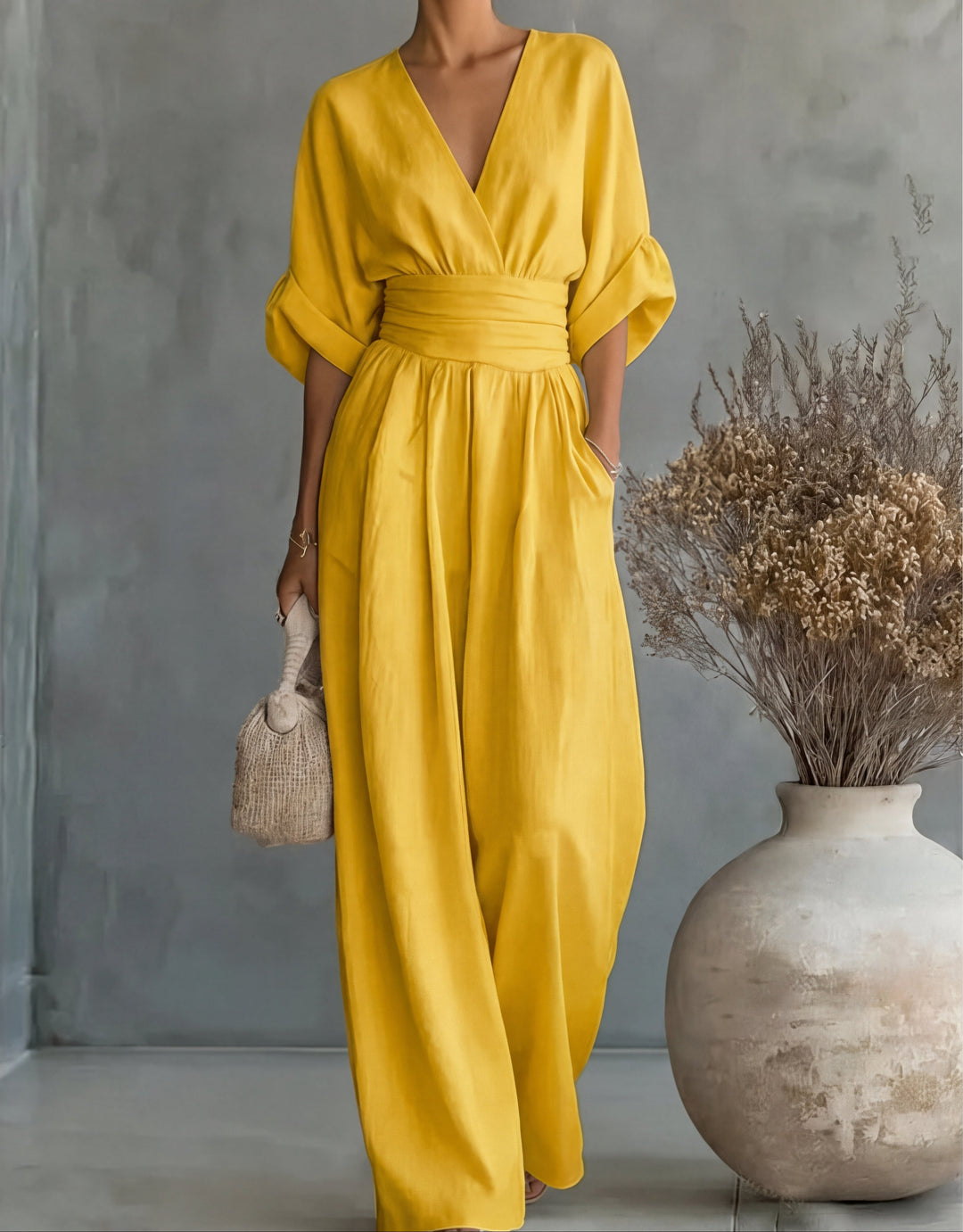 Daniela™ | Elegant V-Neck Wide-Leg Jumpsuit