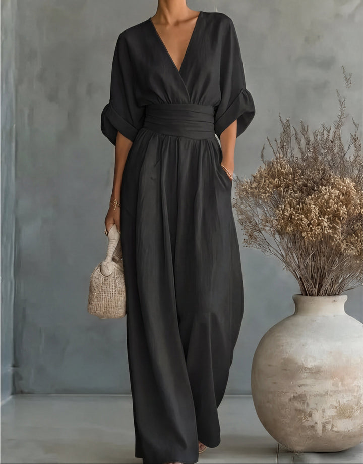 Daniela™ | Elegant V-Neck Wide-Leg Jumpsuit