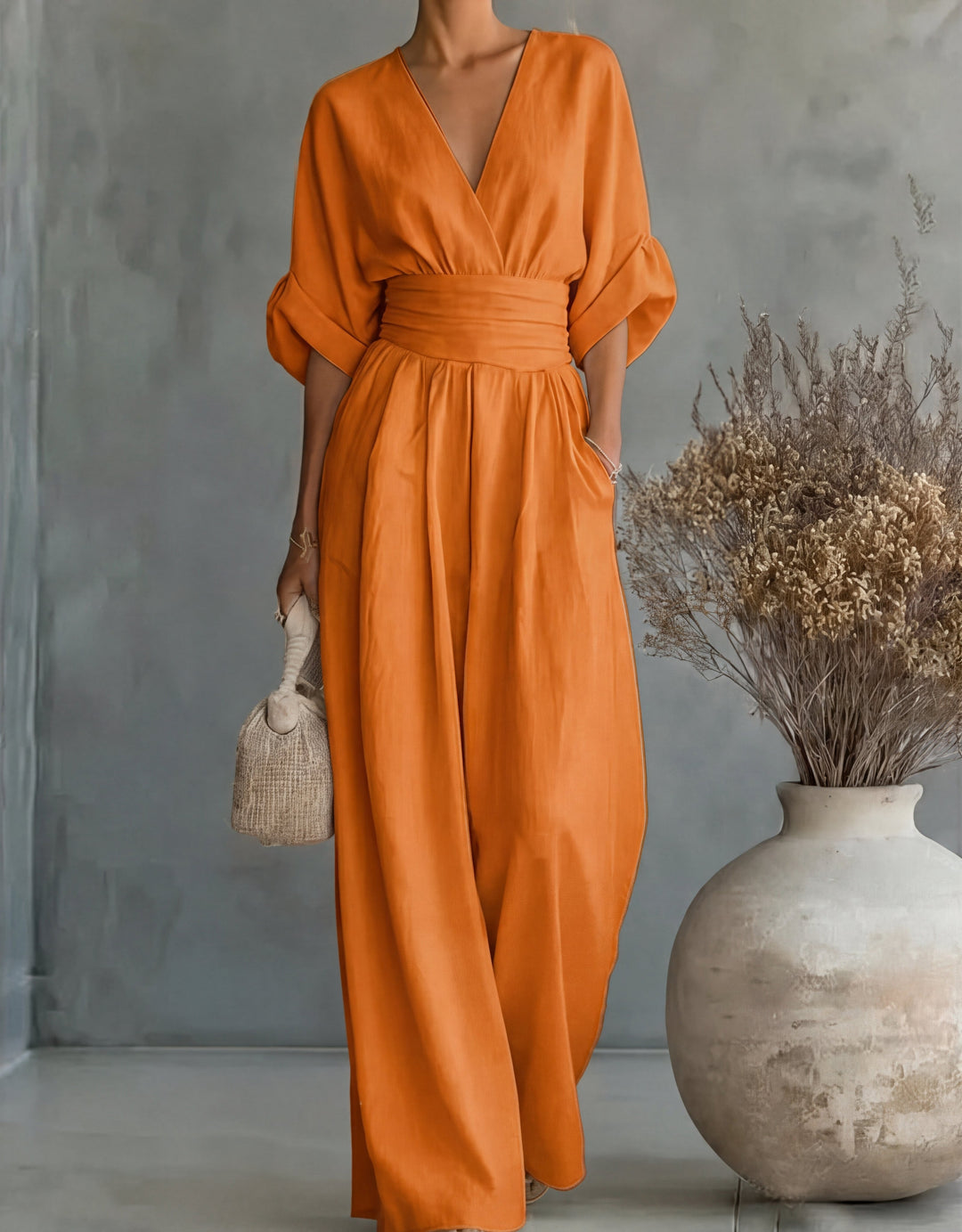 Daniela™ | Elegant V-Neck Wide-Leg Jumpsuit