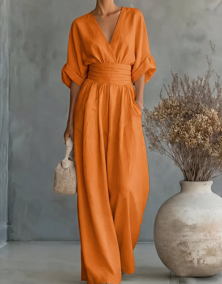 Daniela™ | Elegant V-Neck Wide-Leg Jumpsuit