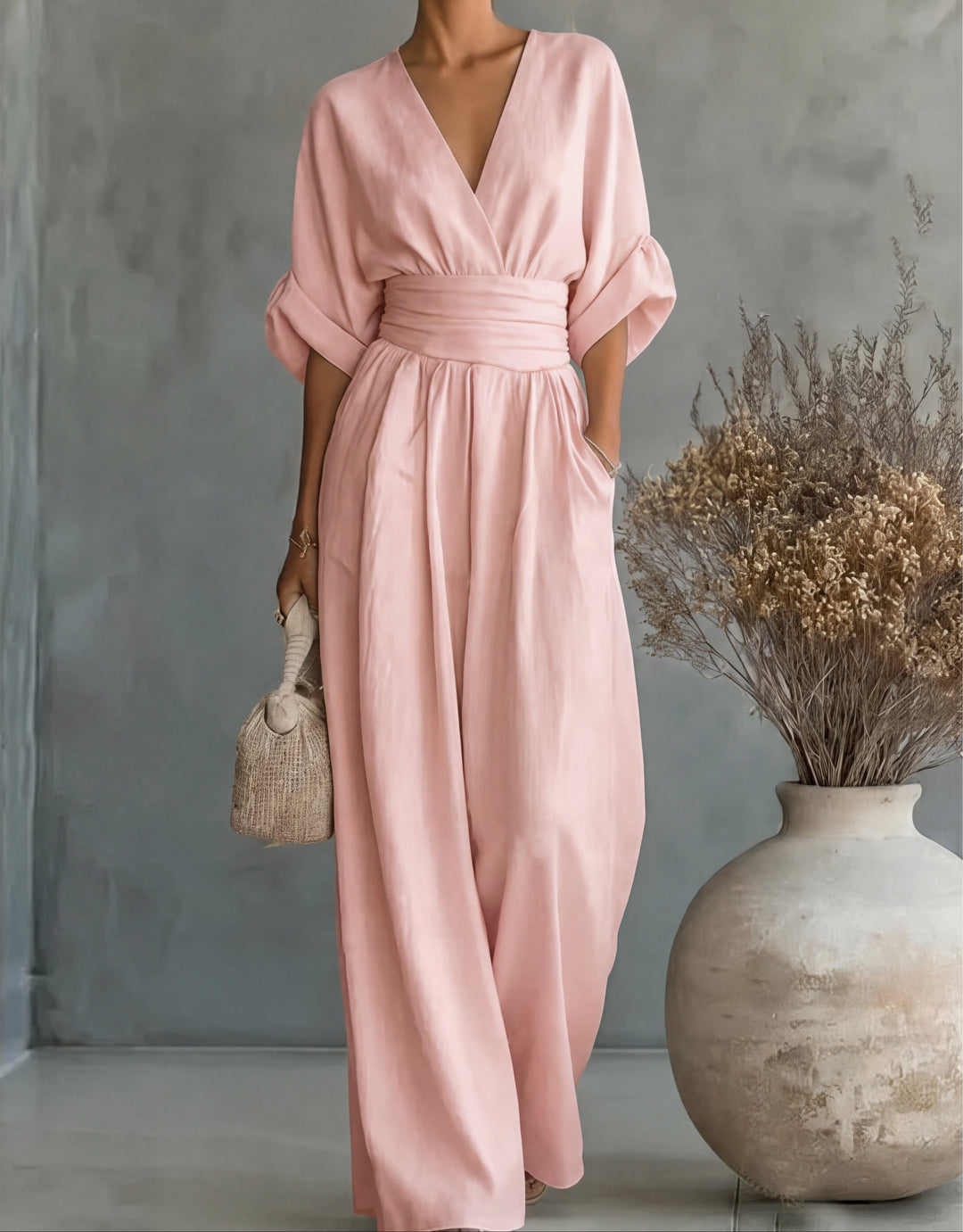 Daniela™ | Elegant V-Neck Wide-Leg Jumpsuit