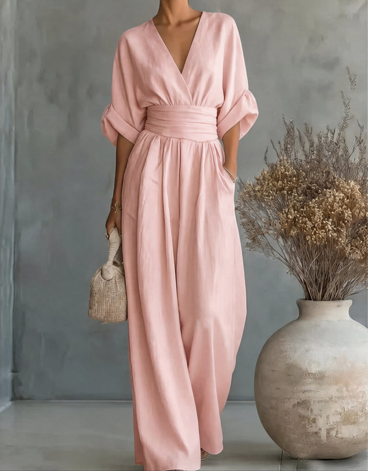Daniela™ | Elegant V-Neck Wide-Leg Jumpsuit