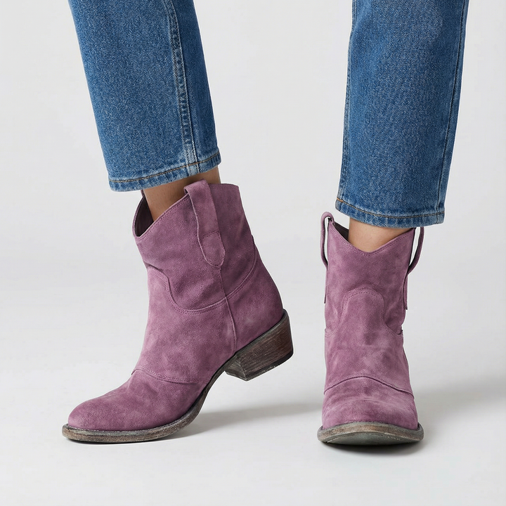 Giada | Western Ankle Boots in Suede