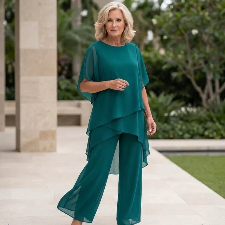 Linda | Suit with draped palazzo pants