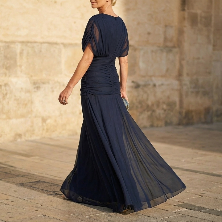 Florendra | Long Floral V Neck Dress