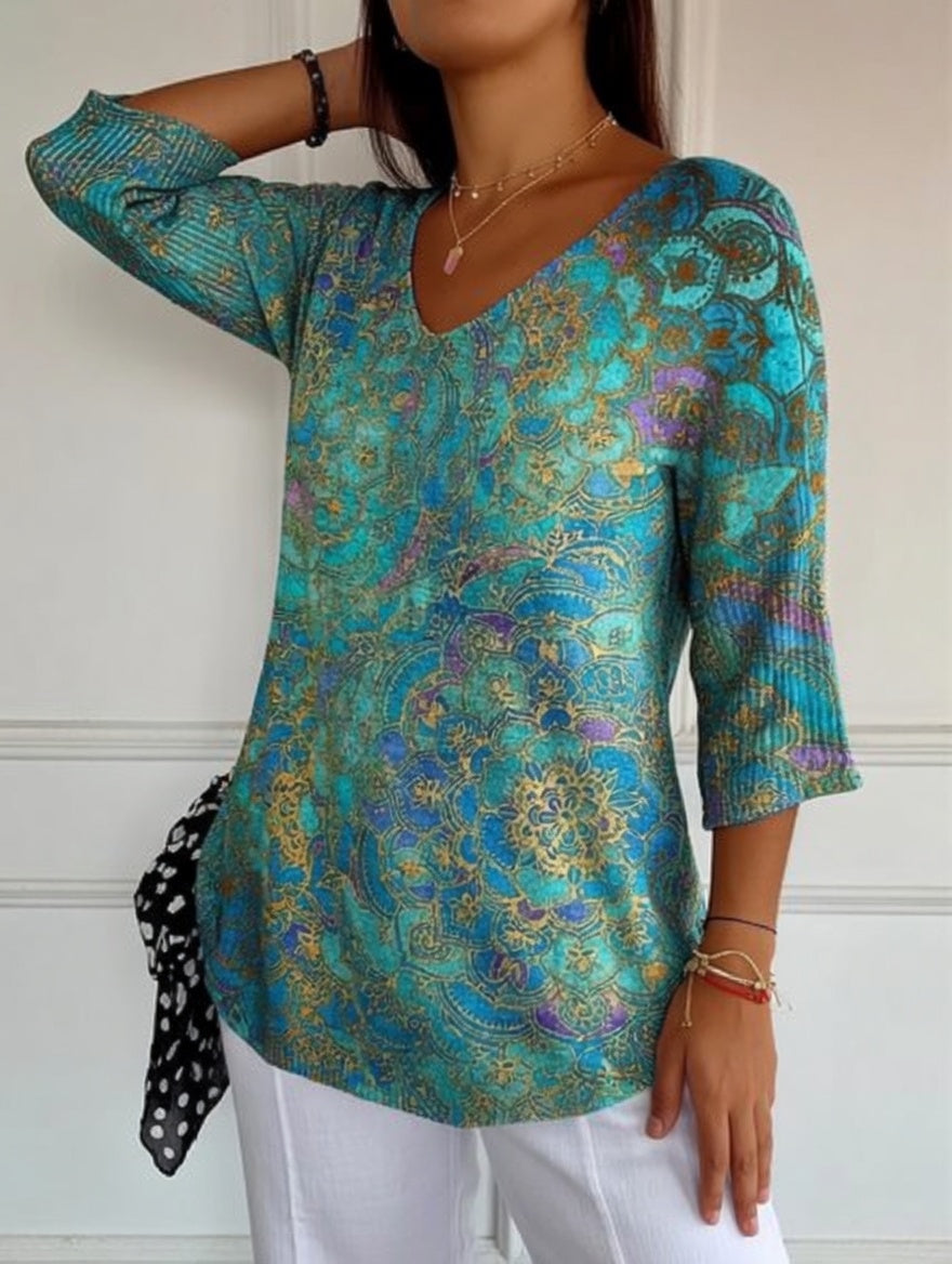 Belén™ | Loose Elegant Blouse with Refined Print