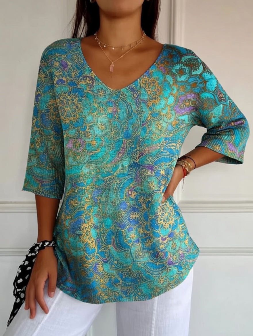 Belén™ | Loose Elegant Blouse with Refined Print