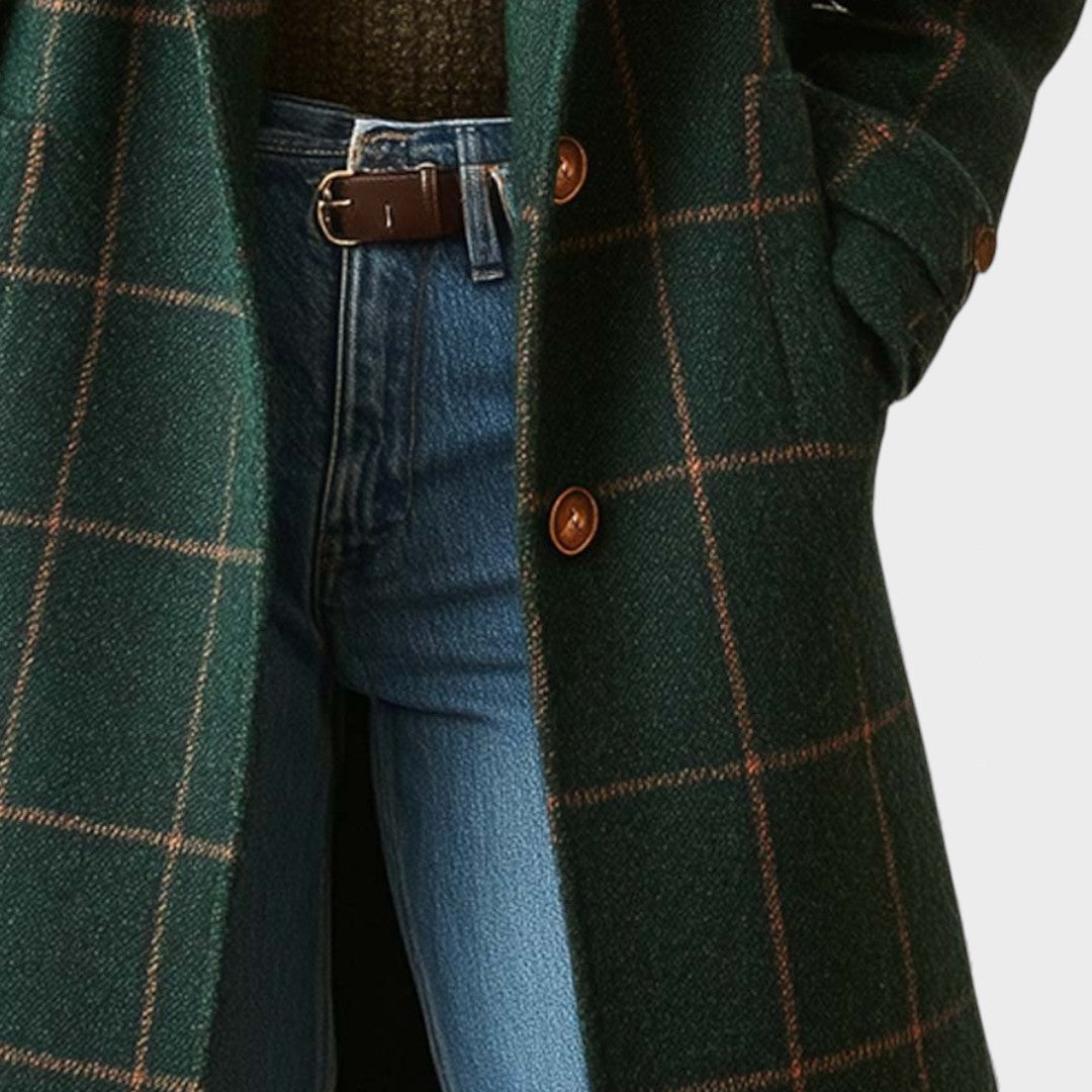 Ruby | Retro Lapel Plaid Tweed Coat