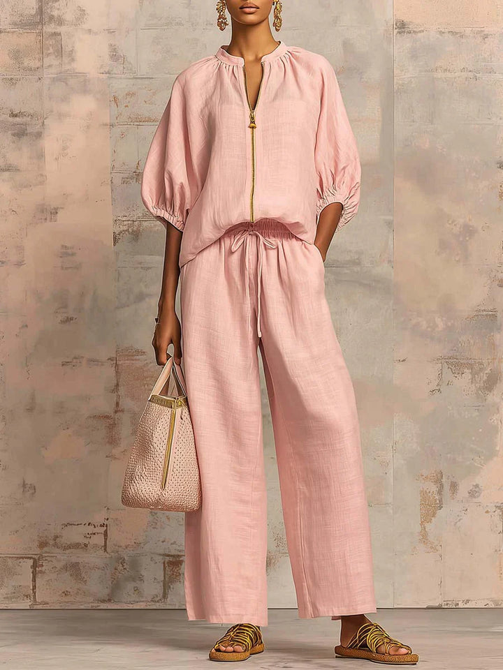 Alba | Relaxed Linen Shirt & Wide-Leg Pants Set