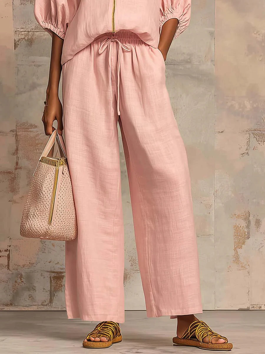 Alba | Relaxed Linen Shirt & Wide-Leg Pants Set