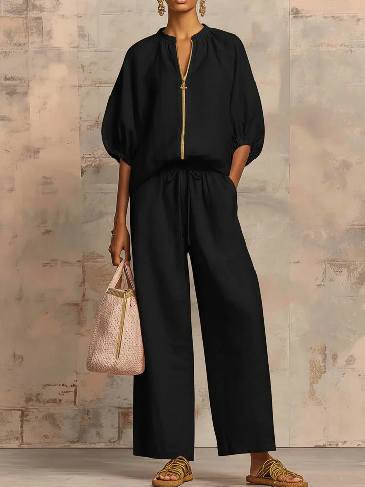 Alba | Relaxed Linen Shirt & Wide-Leg Pants Set