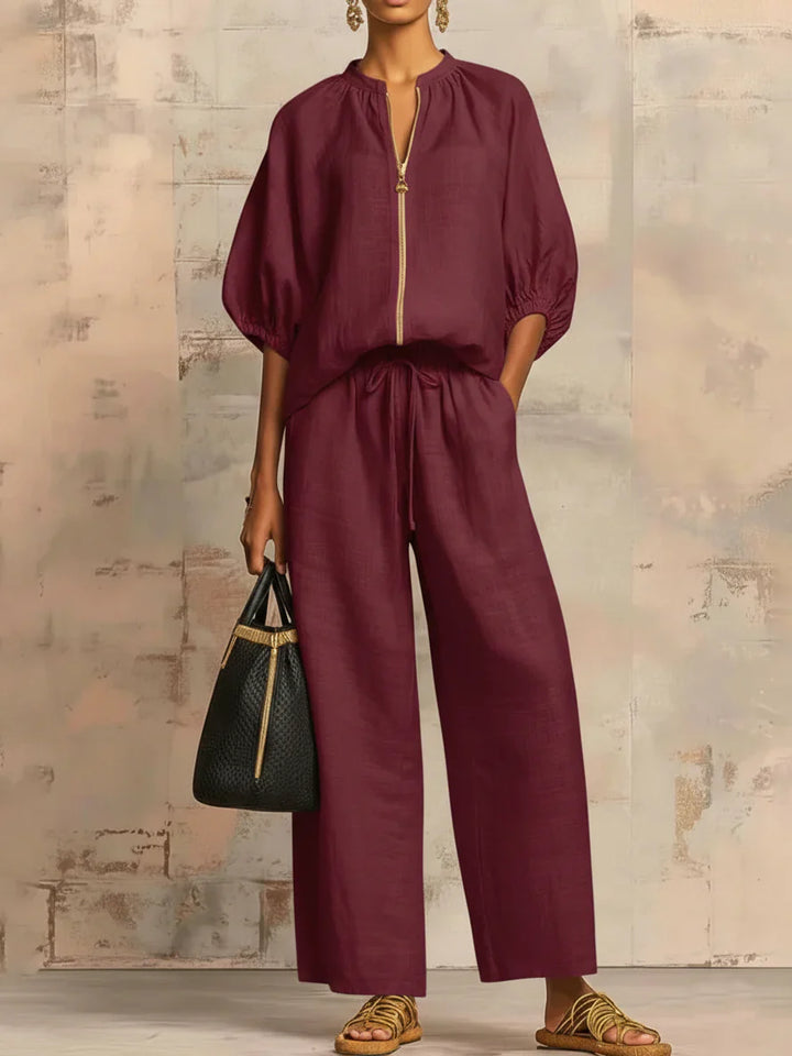 Alba | Relaxed Linen Shirt & Wide-Leg Pants Set