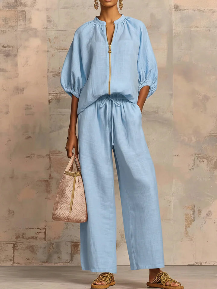 Alba | Relaxed Linen Shirt & Wide-Leg Pants Set