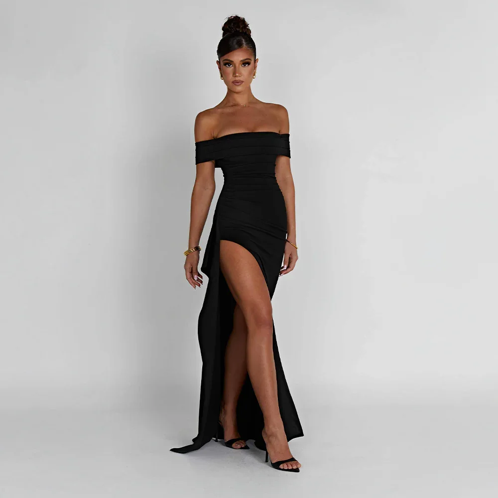 Celeste | Off-Shoulder Maxi Dress with Slit