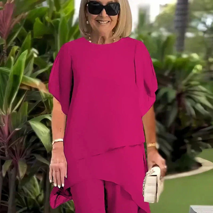 Linda | Suit with draped palazzo pants