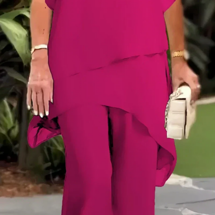 Linda | Suit with draped palazzo pants