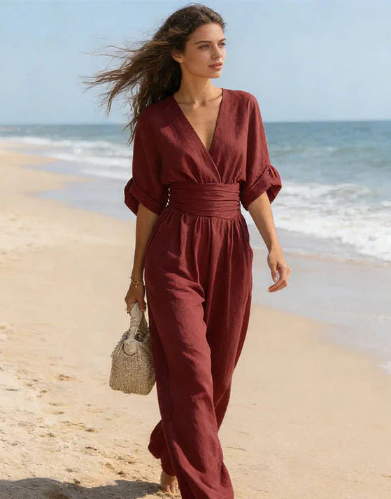 Daniela™ | Elegant V-Neck Wide-Leg Jumpsuit